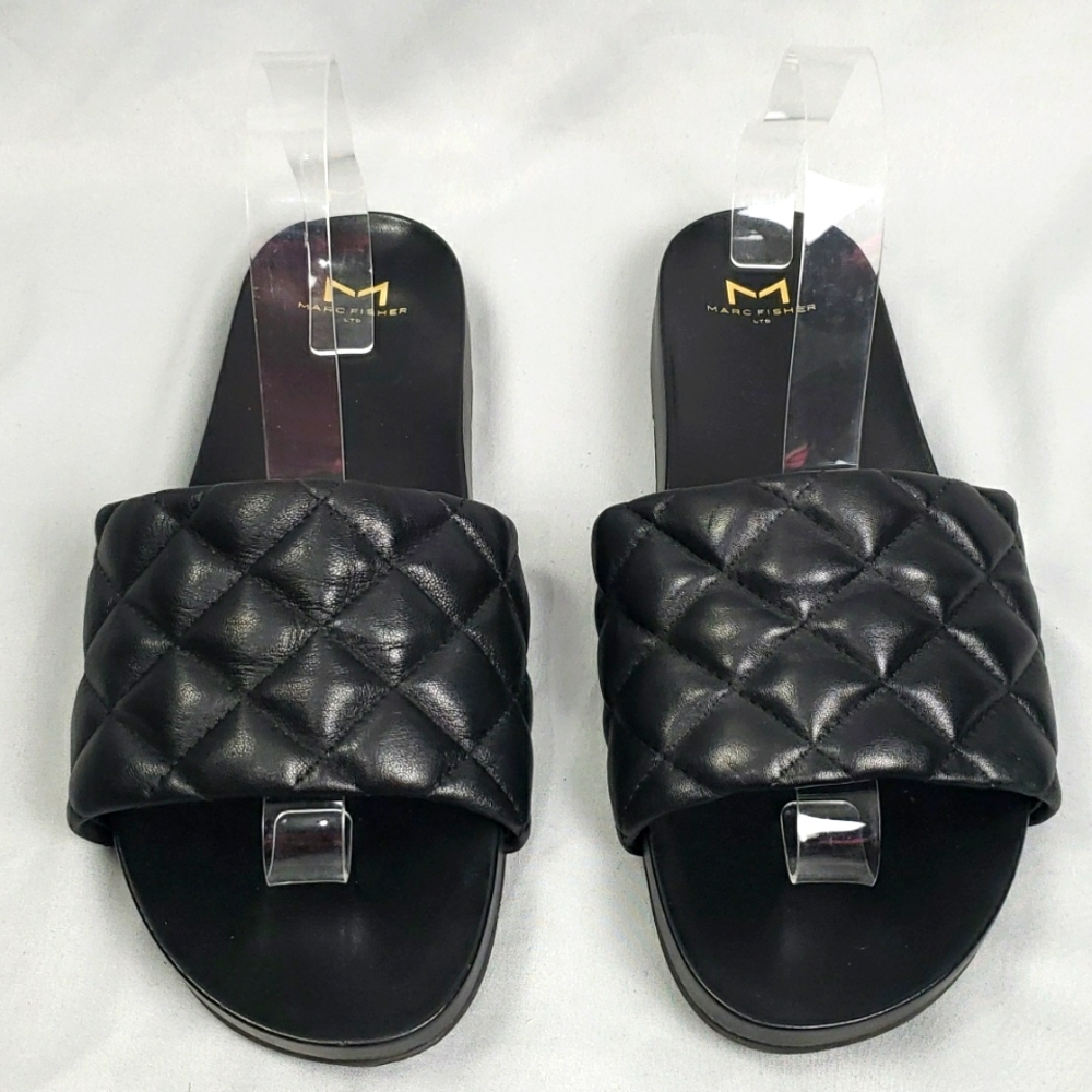 Marc Fisher LTD "Imenal" quilted leather sandals Black Women's Size 10M